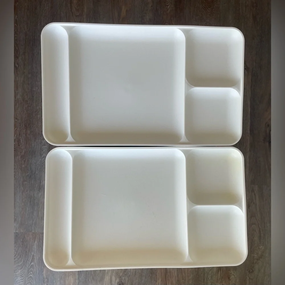 (8) Vintage Tupperware Slotted Food Lunch Dinner Trays - Picture 5 of 9